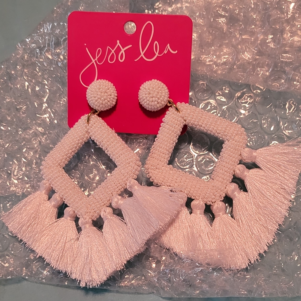 Jess Lea Pink Beaded Tassel Earrings